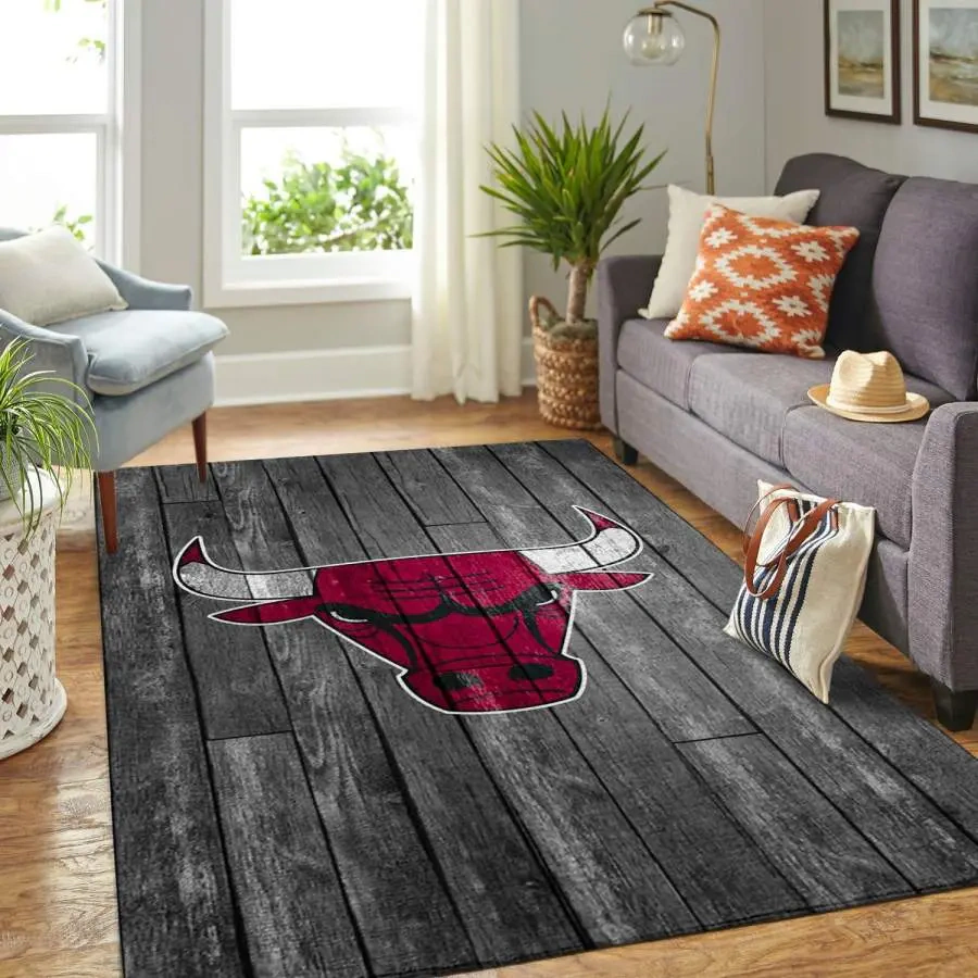 Chicago Bulls Area Rug, NBA Floor Decor, Non-Slip for Basketball Fans 2891218