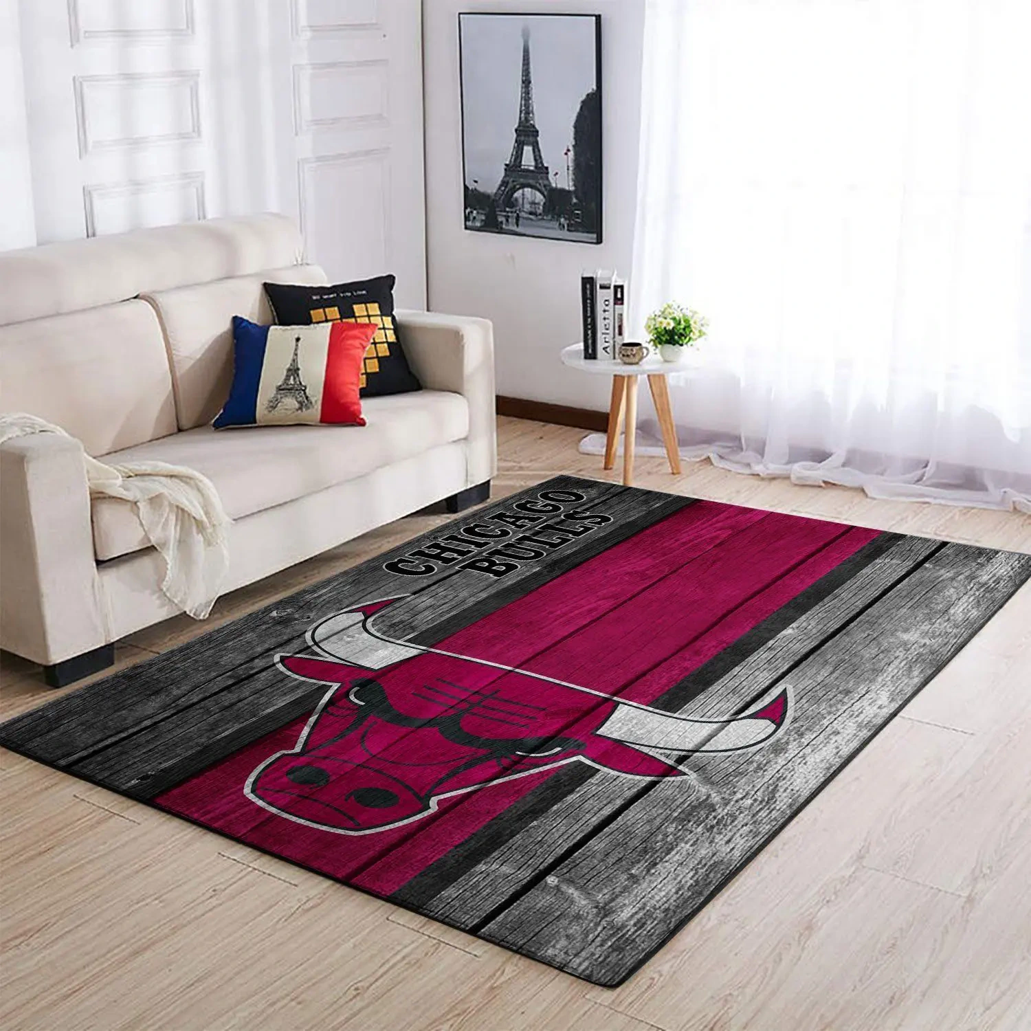 Chicago Bulls Area Rug, NBA Floor Decor, Non-Slip for Basketball Fans 2891286