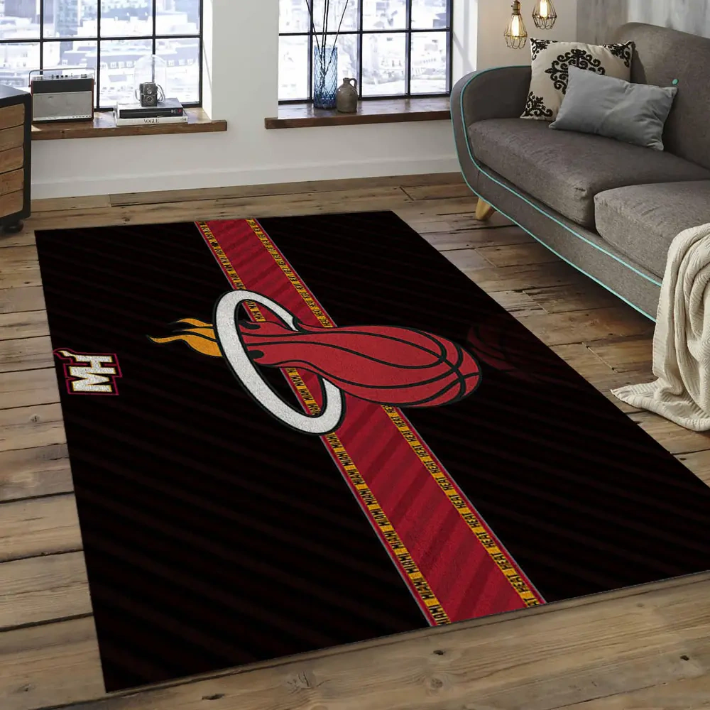 Miami Heat Area Rug, NBA Floor Decor, Non-Slip for Basketball Fans 289813