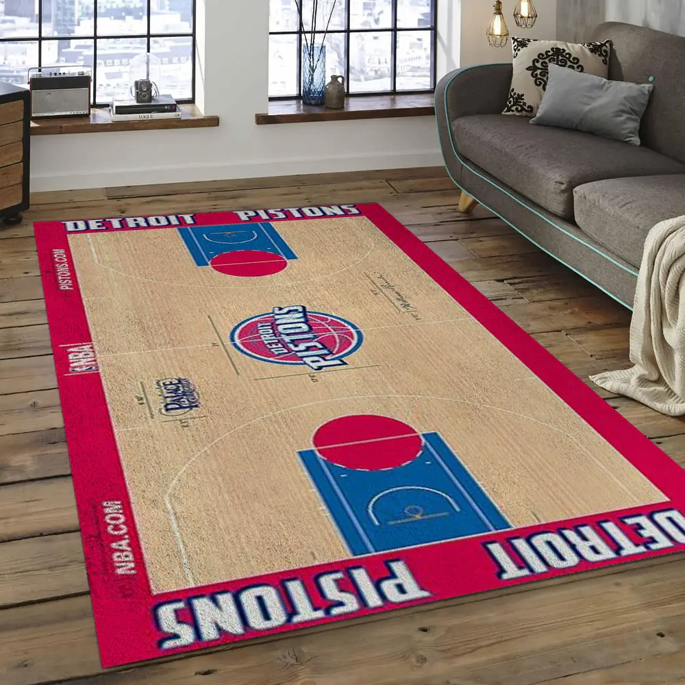 Detroit Pistons Area Rug, NBA Floor Decor, Non-Slip for Basketball Fans 289980