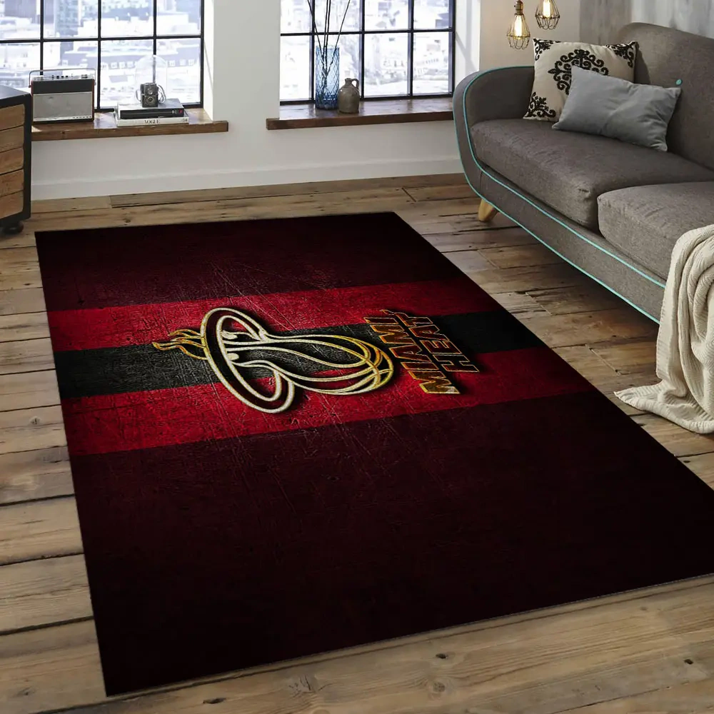 Miami Heat Area Rug, NBA Floor Decor, Non-Slip for Basketball Fans 289848