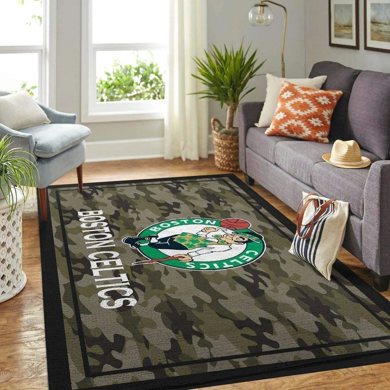 Boston Celtics Area Rug, NBA Floor Decor, Non-Slip for Basketball Fans 2891190