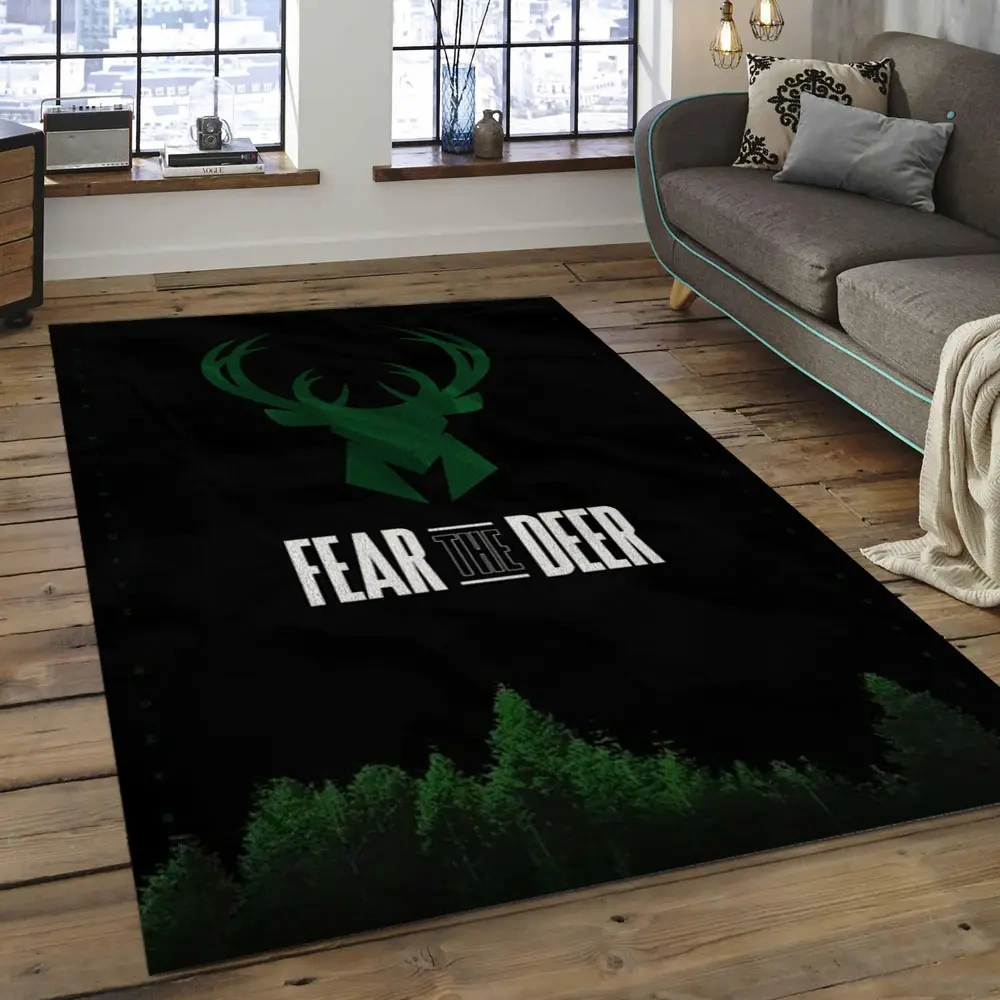 Milwaukee Bucks Area Rug, NBA Floor Decor, Non-Slip for Basketball Fans 2891010