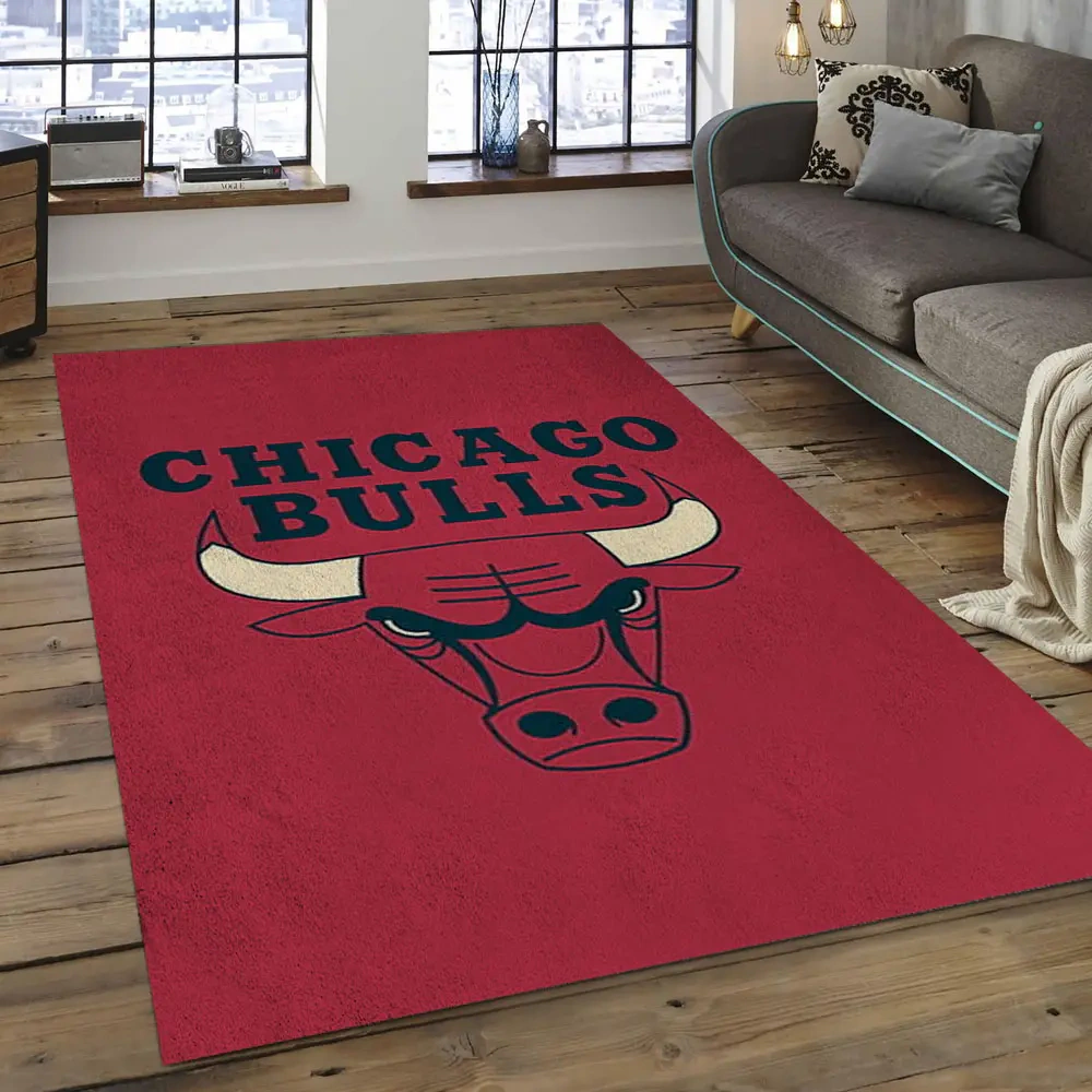 Chicago Bulls Area Rug, NBA Floor Decor, Non-Slip for Basketball Fans 289745