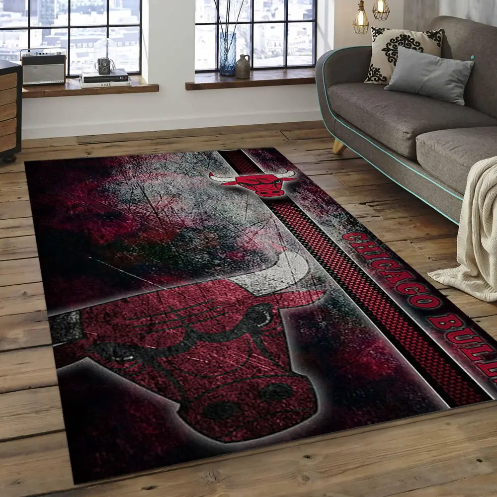 Chicago Bulls Area Rug, NBA Floor Decor, Non-Slip for Basketball Fans 289738