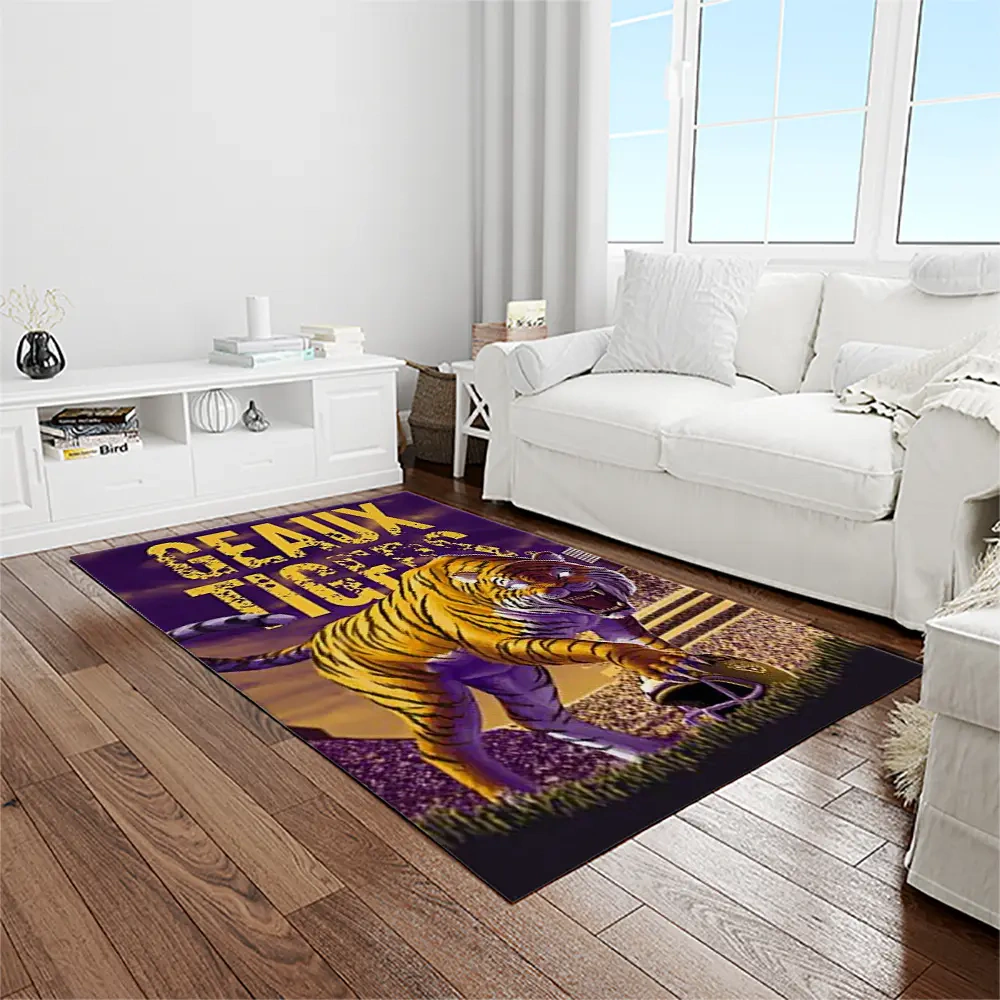 LSU Tigers Rug, NCAA Team Rectangular Living Room Area Rug, Gift for Sports Fans 13101501000