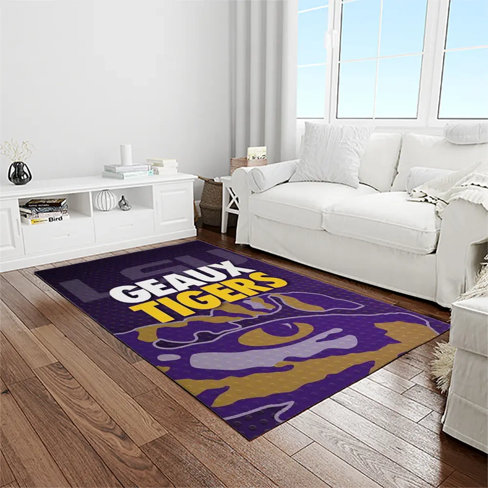 LSU Tigers Rug, NCAA Team Rectangular Living Room Area Rug, Gift for Sports Fans 1310150998